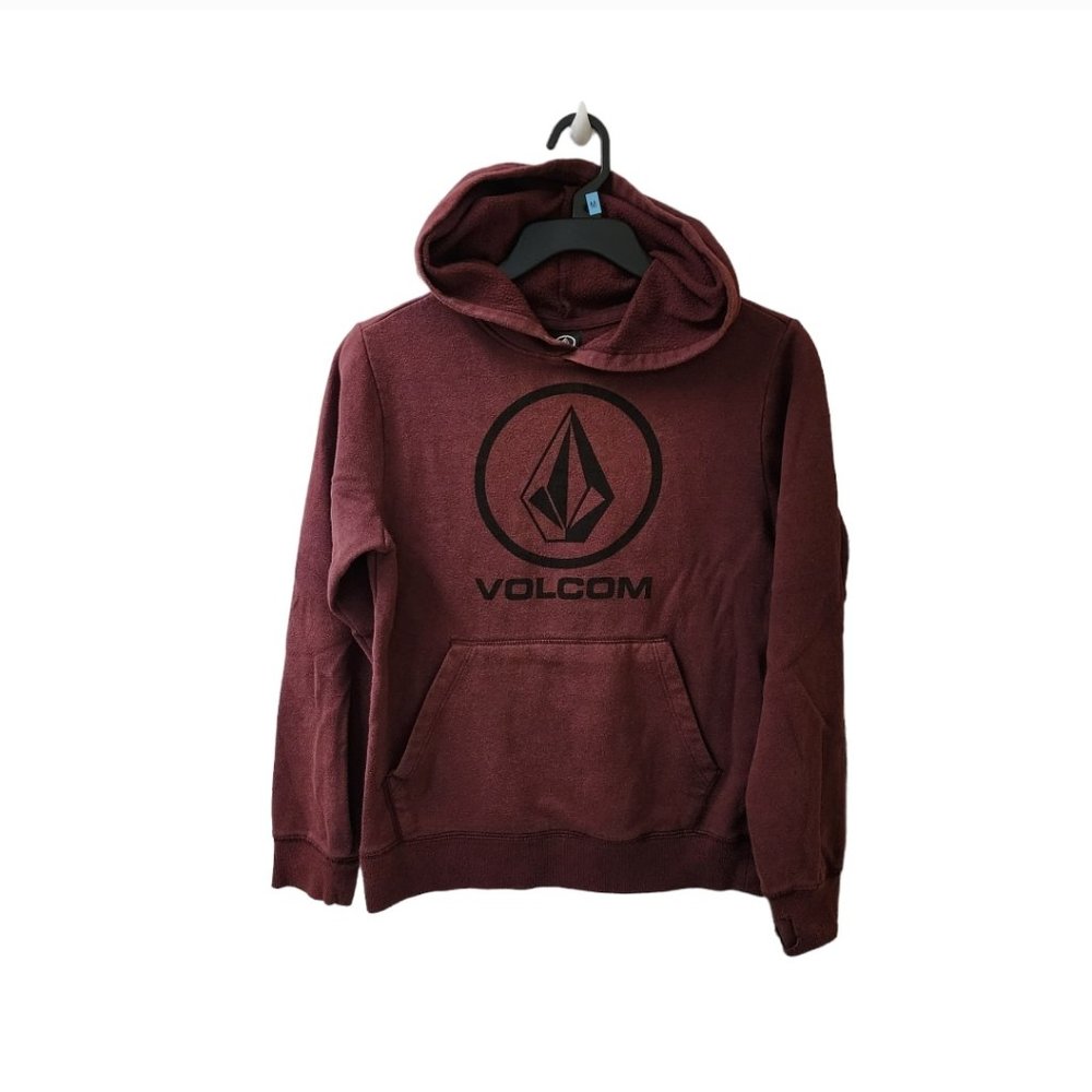 Volcom Burgundy Hoodie Pullover Sweater Sweatshirt Medium FLAW